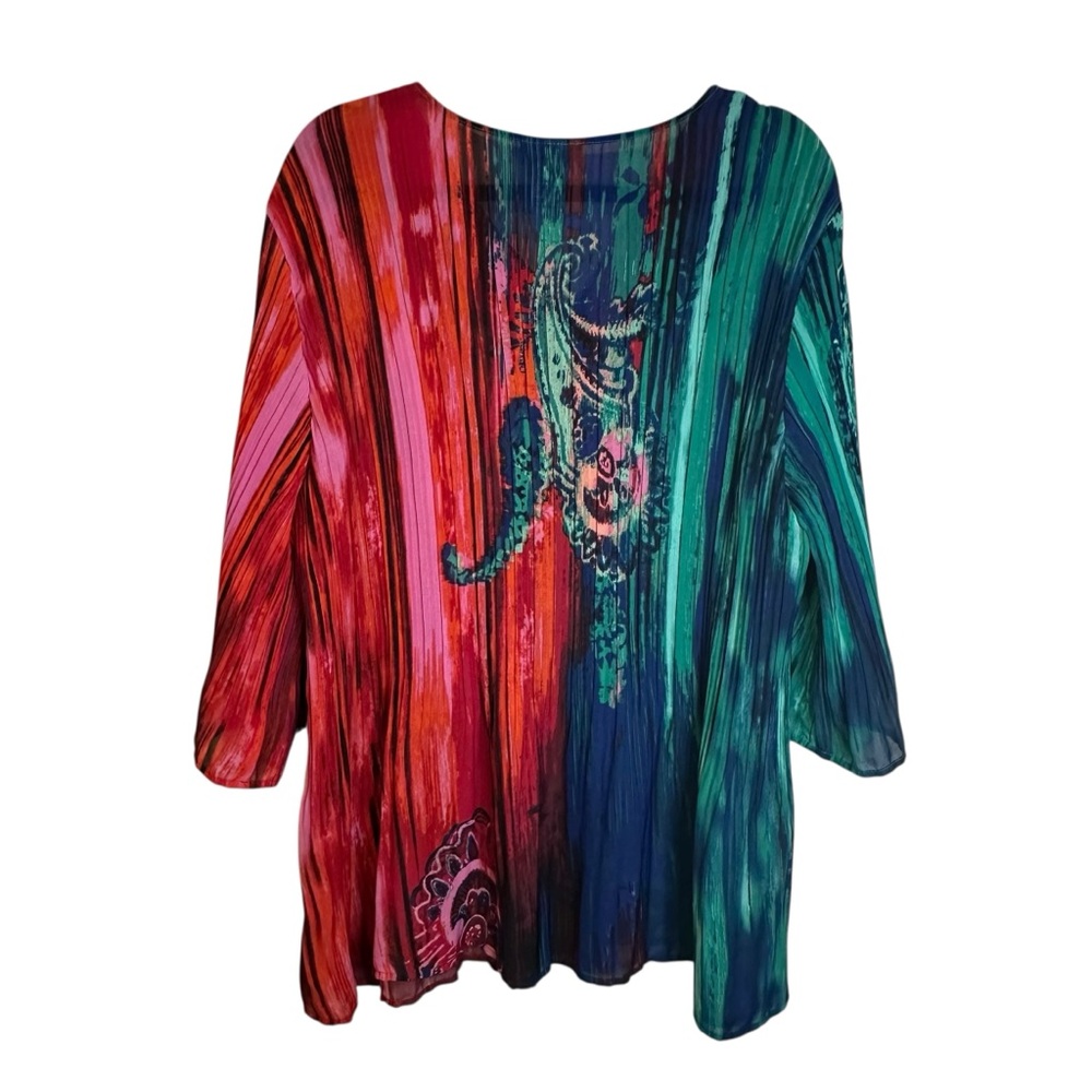 Catherines Graphic Tunic in Green and Red with Funky Retro‎ Hippie Sequins 1XP - Picture 6 of 10